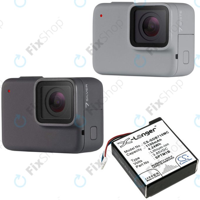 Μπαταρία για Gopro Hero 7 Silver, White, 1100mAh, Li-Ion, 3.85V, SPTM1B, HQ
