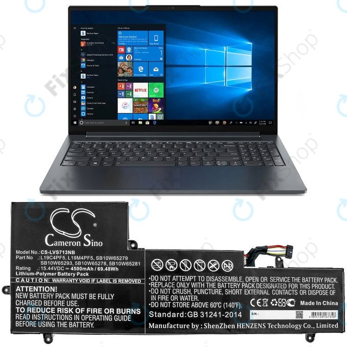 Μπαταρία για Lenovo Yoga Slim 7-15IIL, 4500mAh, Li-Pol, 15.44V, L19C4PF5, HQ