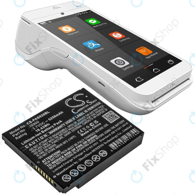 Μπαταρία για Pax A920, A920c, 5250mAh, Li-Ion, 3.7V, IS900, HQ