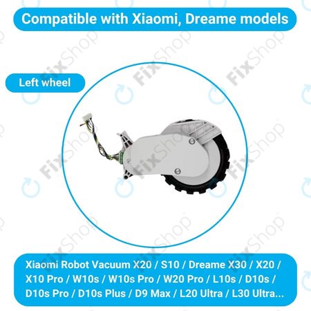 Τροχός με Κινητήρα (Αριστερός) για Xiaomi Robot Vacuum X20 | S10 | Dreame X30 | X20 | X10 Pro | Λευκό | White