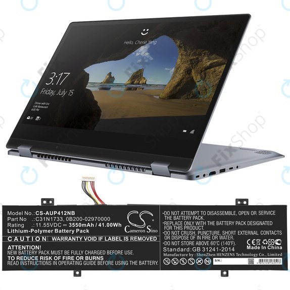 Μπαταρία για Asus VivoBook Flip 14 Tp412fa/ua, 3550mAh, Li-Pol, 11.55V, C31N1733, HQ