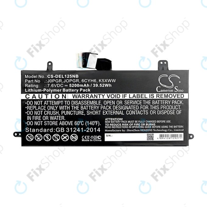 Μπαταρία για Dell Latitude 5290, Latitude 12 5285, 5200mAh, Li-Pol, 7.6V, J0PGR, HQ
