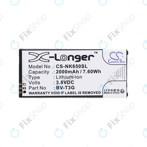 Μπαταρία για Nokia Lumia 650, 2000mAh, Li-Ion, 3.8V, BV-T3G, HQ
