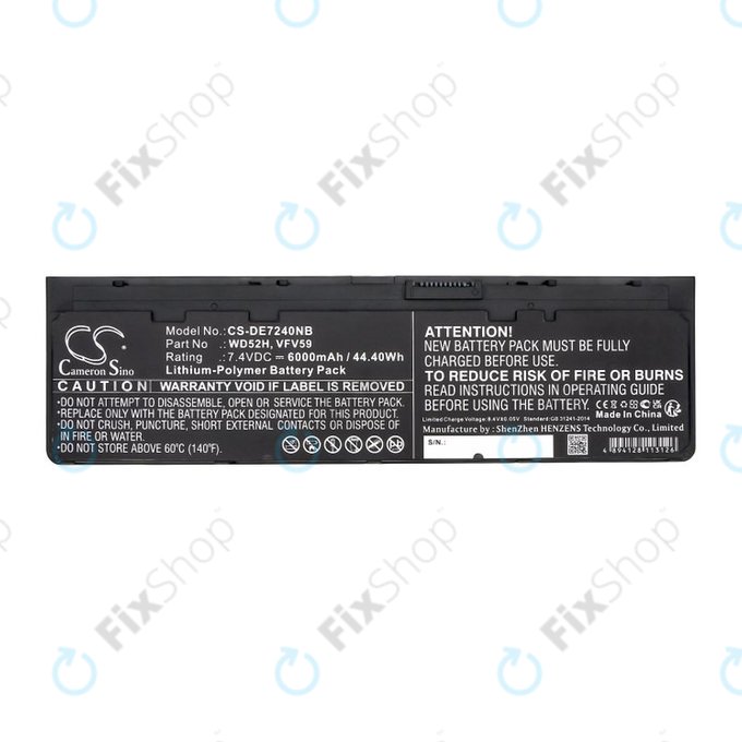 Μπαταρία για Dell Latitude E7240, 7250, 12, 6000mAh, Li-Pol, 7.4V, VFV59, HQ