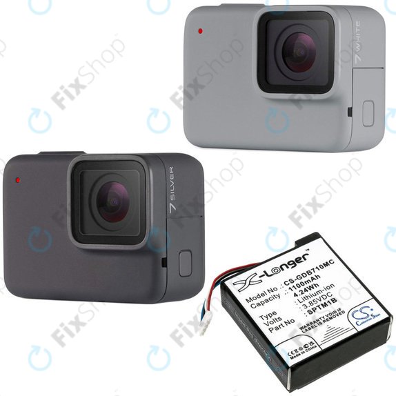 Μπαταρία για Gopro Hero 7 Silver, White, 1100mAh, Li-Ion, 3.85V, SPTM1B, HQ