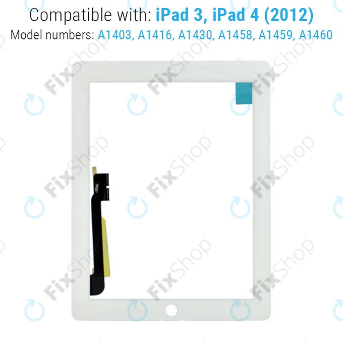 Οθόνη αφής για iPad 3, iPad 4, Λευκό, White