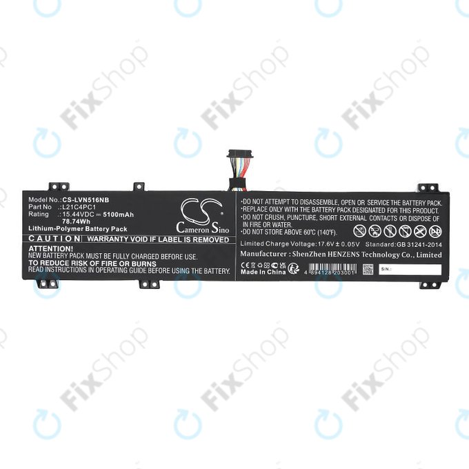 Μπαταρία για Lenovo Legion 5 15ARH7H, 82RD0002SB, 5100mAh, Li-Pol, 15.44V, L21C4PC1, HQ