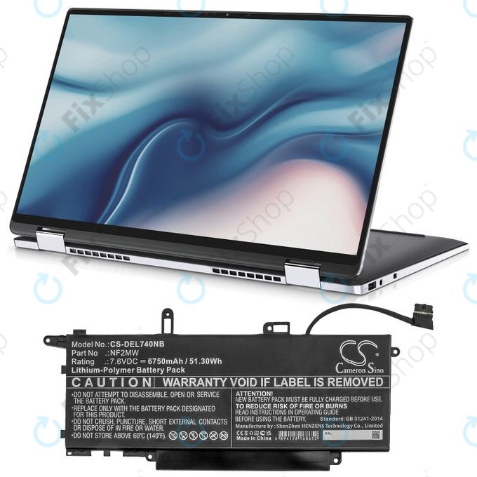 Μπαταρία για Dell Latitude 7310 2-in-1, 7400 2-in-1, 6750mAh, Li-Pol, 7.6V, NF2MW, HQ