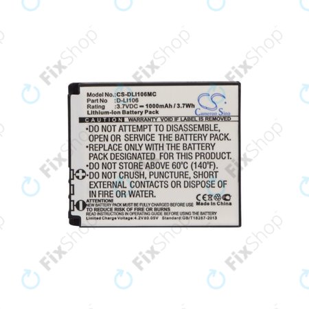 Μπαταρία για Kodak PIXPRO SP1, Kodak PIXPRO SP1 HD, 1000mAh, Li-Ion, 3.7V, D-LI106, HQ