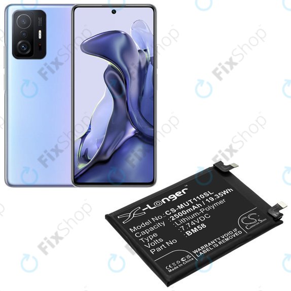 Μπαταρία για Xiaomi 11T Pro, 2500mAh, Li-Pol, 7.74 V, BM58, HQ