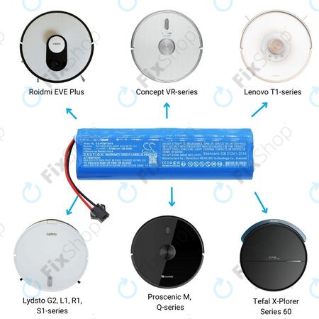 Μπαταρία για Xiaomi EVA, EVE Plus, Viomi S9, Lenovo T1 Pro, Lydsto R1, R1 Pro, S1, S1 Pro, NR18650 M26-4S2P, SUN-INTE-181, H18650CH-4S2P, 14.4V, 6700mAh, HQ