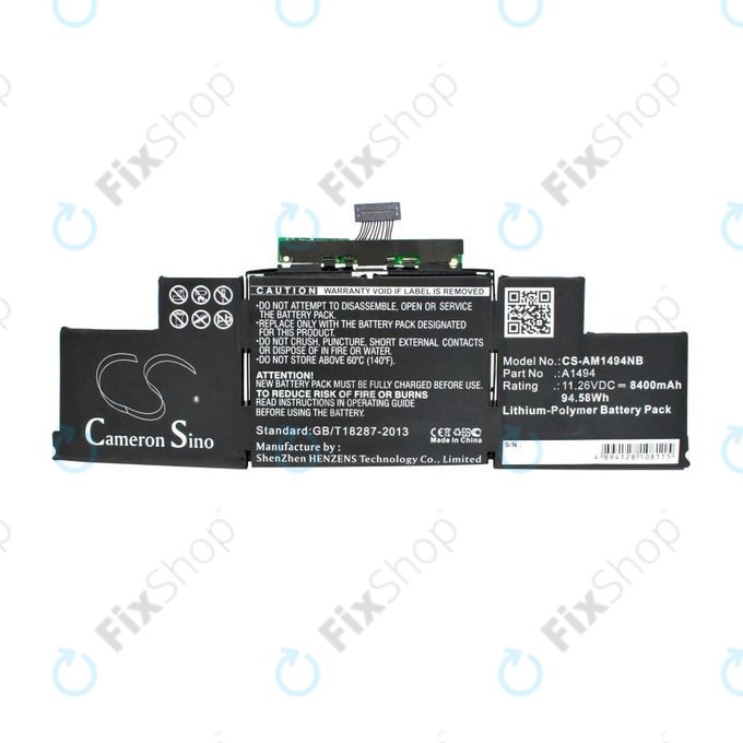 Μπαταρία για MacBook Pro 15", Τέλη 2013 – Μέσα 2014, A1398, A1494, 8400mAh, HQ