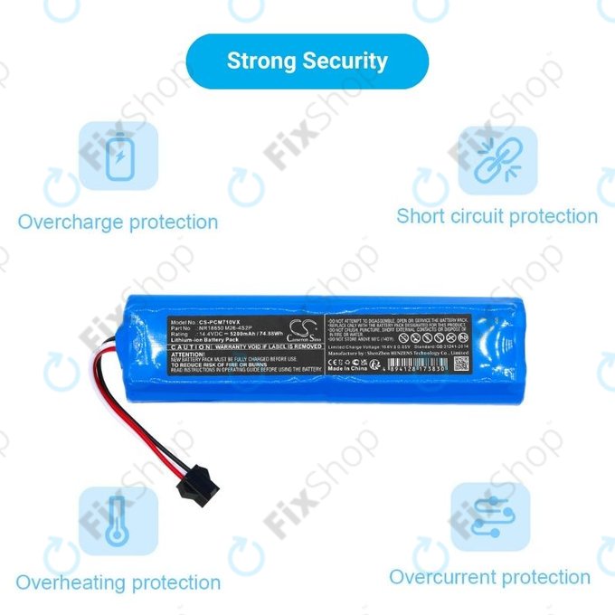 Μπαταρία για Xiaomi EVA, EVE Plus, Viomi S9, Lenovo T1 Pro, Lydsto R1, R1 Pro, S1, S1 Pro, NR18650 M26-4S2P, SUN-INTE-181, H18650CH-4S2P, 14.4V, 5200mAh, HQ