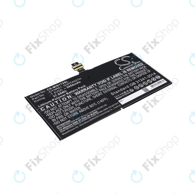 Μπαταρία για Microsoft Surface Pro 4, 5050mAh, Li-Pol, 7.5V, DYNR01, HQ