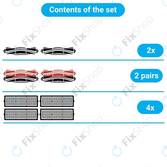 Σετ ανταλλακτικών για Bissell Crosswave 17132, 2225N, 2582N, 3551N (2x περιστρεφόμενη βούρτσα για χαλιά, 2 ζεύγη περιστρεφόμενων βουρτσών για διάφορες επιφάνειες, 4x Φίλτρο)
