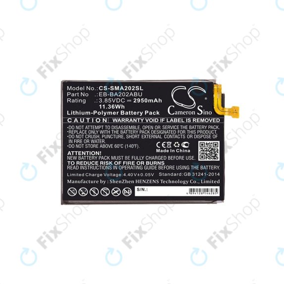 Μπαταρία για Samsung A10e, A20e A202F, 2950mAh, Li-Pol, 3.85 V, EB-BA202ABU, HQ