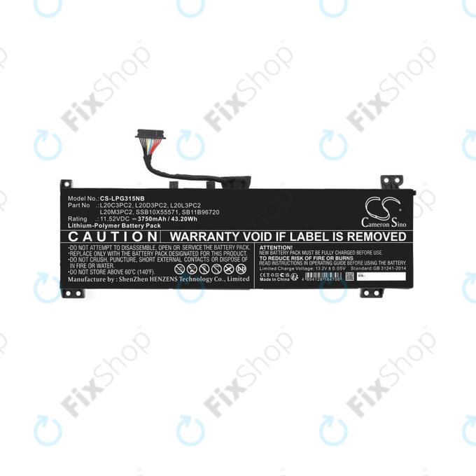 Μπαταρία για Lenovo IdeaPad Gaming 3, 3750mAh, Li-Pol, 11.52V, L20C3PC2, HQ