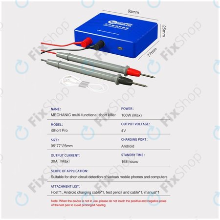 Πολυλειτουργικός Ανιχνευτής Βραχυκυκλώματος για Mechanic iShort Pro