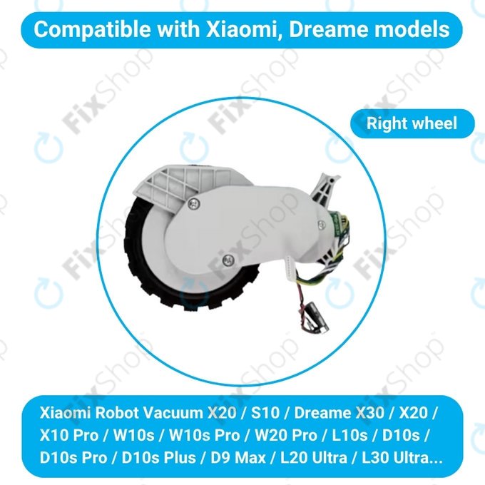 Τροχός με Κινητήρα (Δεξιός) για Xiaomi Robot Vacuum X20 | S10 | Dreame X30 | X20 | X10 Pro | Λευκό | White