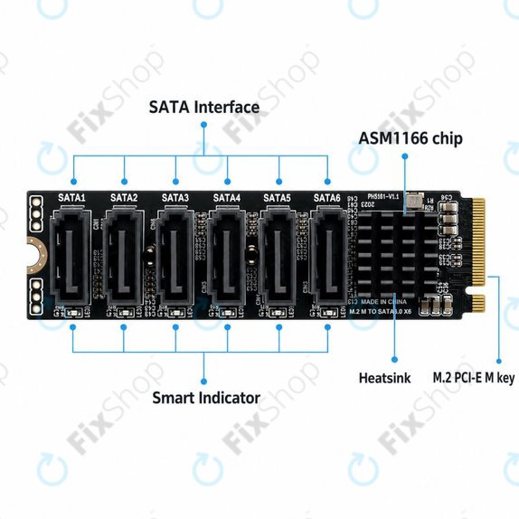 Κάρτα επέκτασης M.2 NVMe με 6 θύρες SATA III