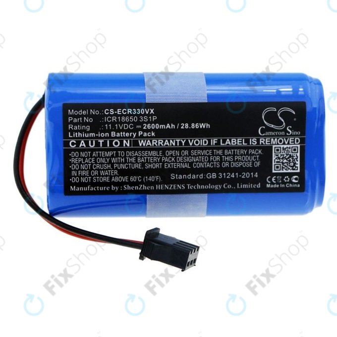 Μπαταρία για Ecovacs CEN330, CR-series, ICR18650 3S1P, 11.1V, 2600mAh, HQ