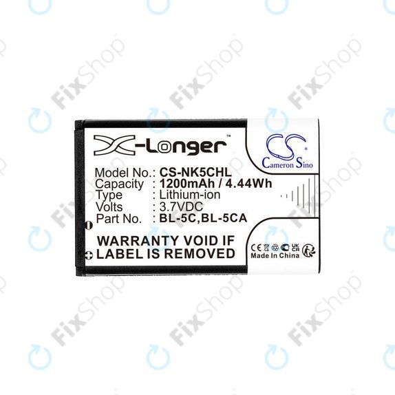 Μπαταρία για Nokia 1208, 1110, 2310, 1200mAh, Li-ion, 3.7V, BL-5C, HQ