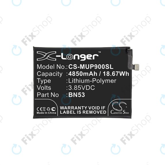 Μπαταρία για Xiaomi Redmi Note 9 Pro, 4850mAh, Li-Pol, 3.85 V, BN53, HQ