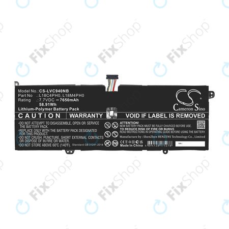 Μπαταρία για Lenovo Yoga C940, 7650mAh, Li-Pol, 7.7V, L18C4PH0, HQ