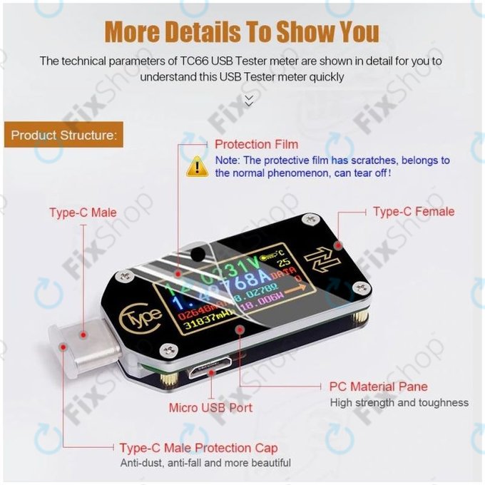 USB Πολύμετρο (USB-C) για Joy-it JT-TC66C