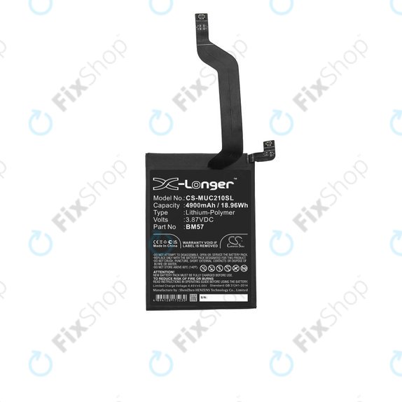 Μπαταρία για Xiaomi Redmi Note 10 Pro M2101K6G, M2101K6R, BM57, 4900mAh, HQ
