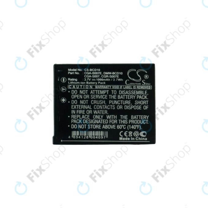 Battery για Panasonic Lumix DMC-TZ1 | TZ2 | TZ3 | TZ4 | TZ5 | TZ11 | TZ15 | TZ50 | CGA-S007 | CGR-S007 | Li-Ion | 1000mAh | HQ
