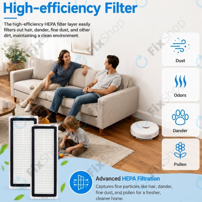 Σετ ανταλλακτικών για Xiaomi Dreame D9 Max Gen2, D10s, D10s Pro (1x Κύρια βούρτσα, 2x Φίλτρο, 2x Πλαϊνή Βούρτσα – μαύρη, 2x Πανί Σφουγγαρίστρας)