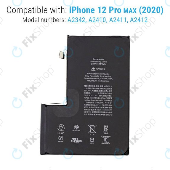Μπαταρία για iPhone 12 Pro Max, 3687mAh, A2466, Service Pack