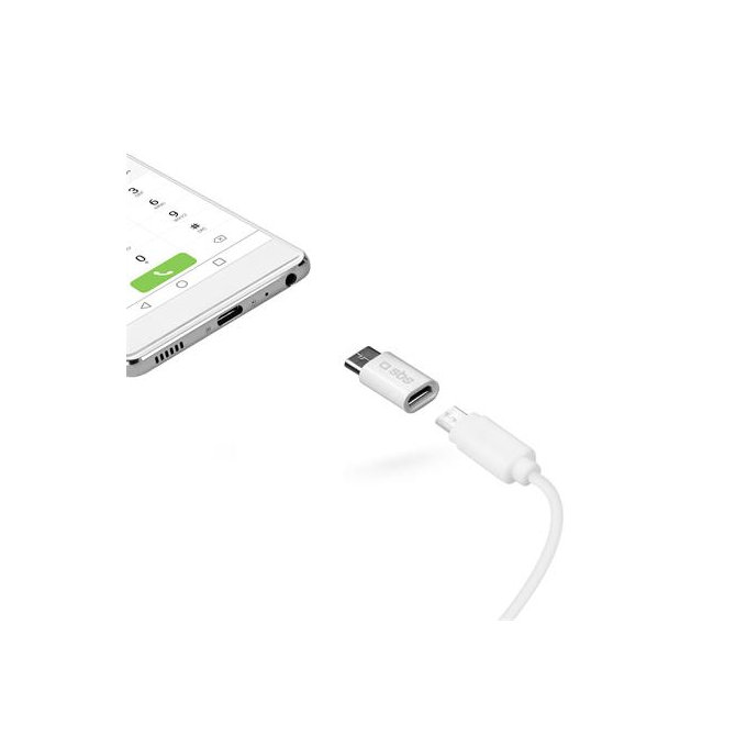 Αντάπτορας Micro-USB / USB-C | λευκό | White | SBS