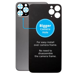 Πίσω Γυαλί με Μεγάλη Τρύπα Κάμερας για iPhone 11 Pro Max | Διαστημικό Γκρι | Space Gray