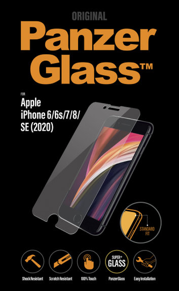 Σκληρυμένο γυαλί για iPhone 6, 6s, 7, 8, SE 2020, Standard Fit, Transparent, PanzerGlass