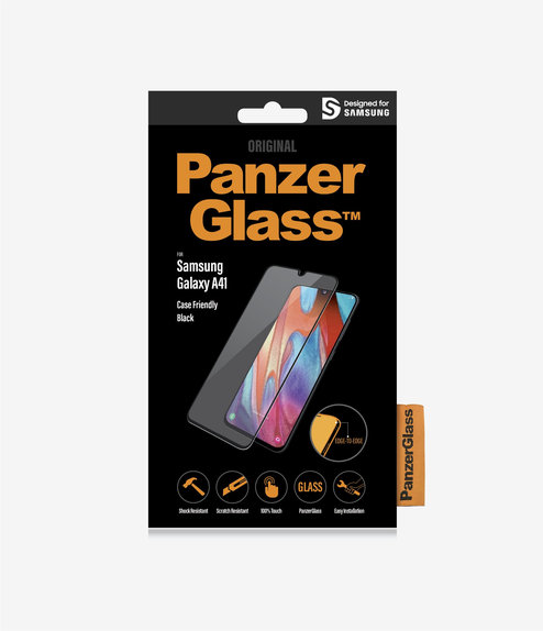 Σκληρυμένο γυαλί για Samsung A41, Case Friendly, Μαύρο, Black, PanzerGlass