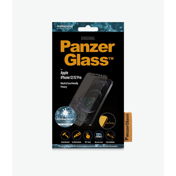 Θήκη Tempered Glass Privacy Case Friendly AB για iPhone 12 & 12 Pro | Μαύρο | Black | PanzerGlass