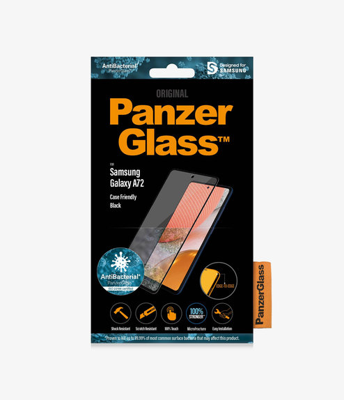 Σκληρυμένο γυαλί για Samsung A72, Case Friendly AB, Μαύρο, Black, PanzerGlass