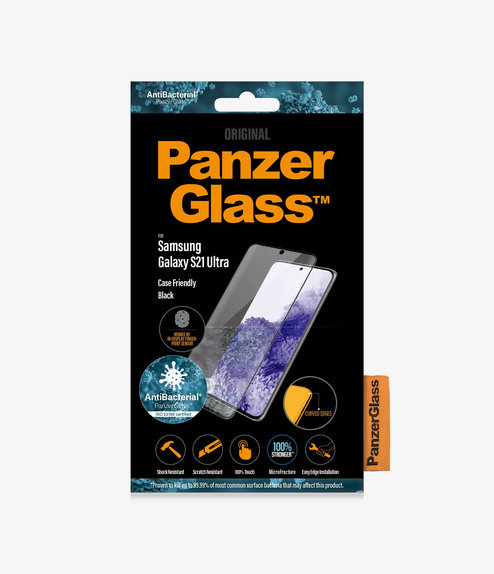 Σκληρυμένο γυαλί για Samsung S21 Ultra, Fingerprint komp., Case Friendly AB, Μαύρο, Black, PanzerGlass