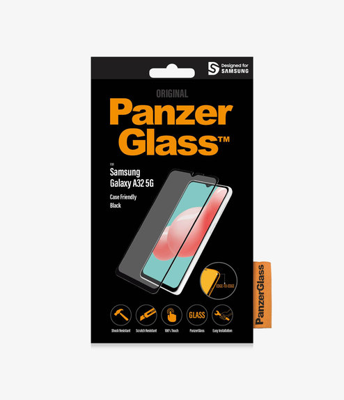 Σκληρυμένο γυαλί για Samsung A32 5G, Case Friendly, Μαύρο, Black, PanzerGlass
