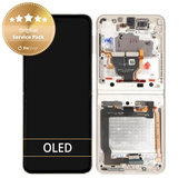 Συγκρότημα οθόνης για Samsung Z Flip 3, F711B, GH82-27243B, GH82-27244B, Cream, Service Pack