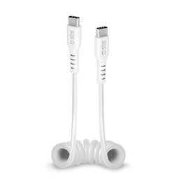 Καλώδιο USB-C / USB-C (1m), ελατηρίου | Λευκό | White | SBS