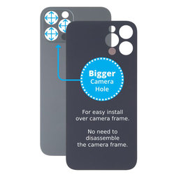Πίσω Γυαλί με Μεγάλη Τρύπα Κάμερας για iPhone 13 Pro Max | Γραφίτης | Graphite