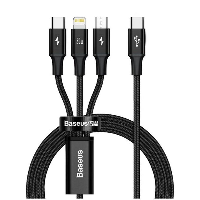 Καλώδιο USB-C 3 σε 1 (USB-C, Lightning, Micro-USB) (1.5m) | Μαύρο | Black | Baseus
