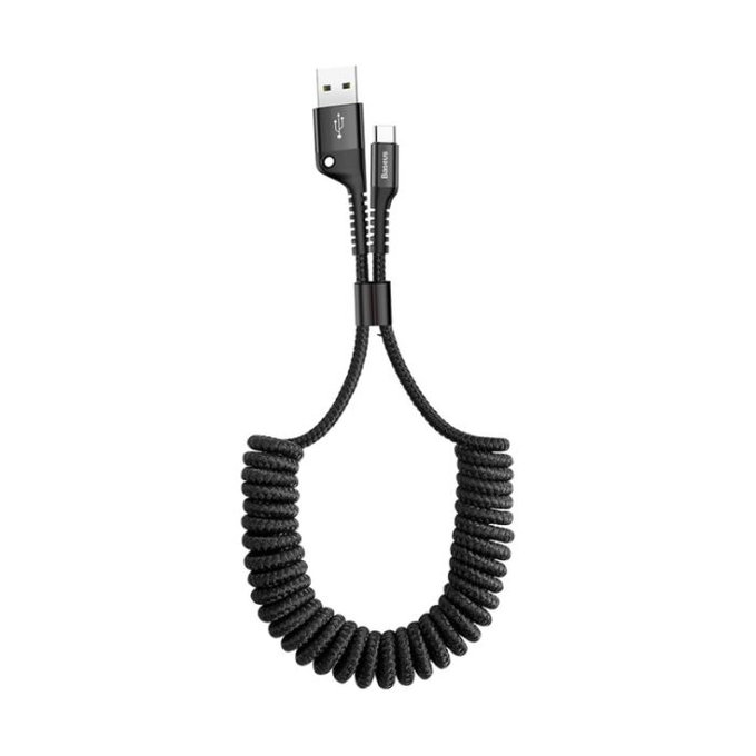 Καλώδιο USB-C / USB (1m), ελατηρίου | Μαύρο | Black | Baseus
