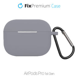 FixPremium - Θήκη Σιλικόνης με Καραμπίνερ για AirPods Pro | Space Gray