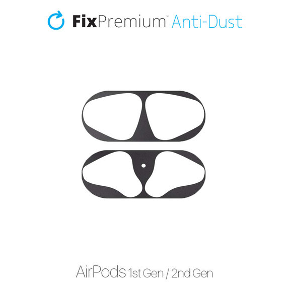 Αντι-σκόνη Αυτοκόλλητο για AirPods 1 & 2, Μαύρο, Black, FixPremium