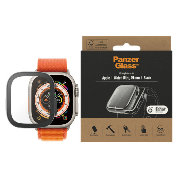 Σκληρυμένο γυαλί Full Body AB για Apple Watch Ultra 2 49 mm, Μαύρο, PanzerGlass