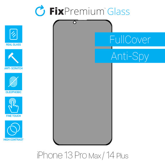 Προστατευτικό Γυαλί για iPhone 13 Pro Max, 14 Plus, Privacy Anti-Spy Glass, FixPremium